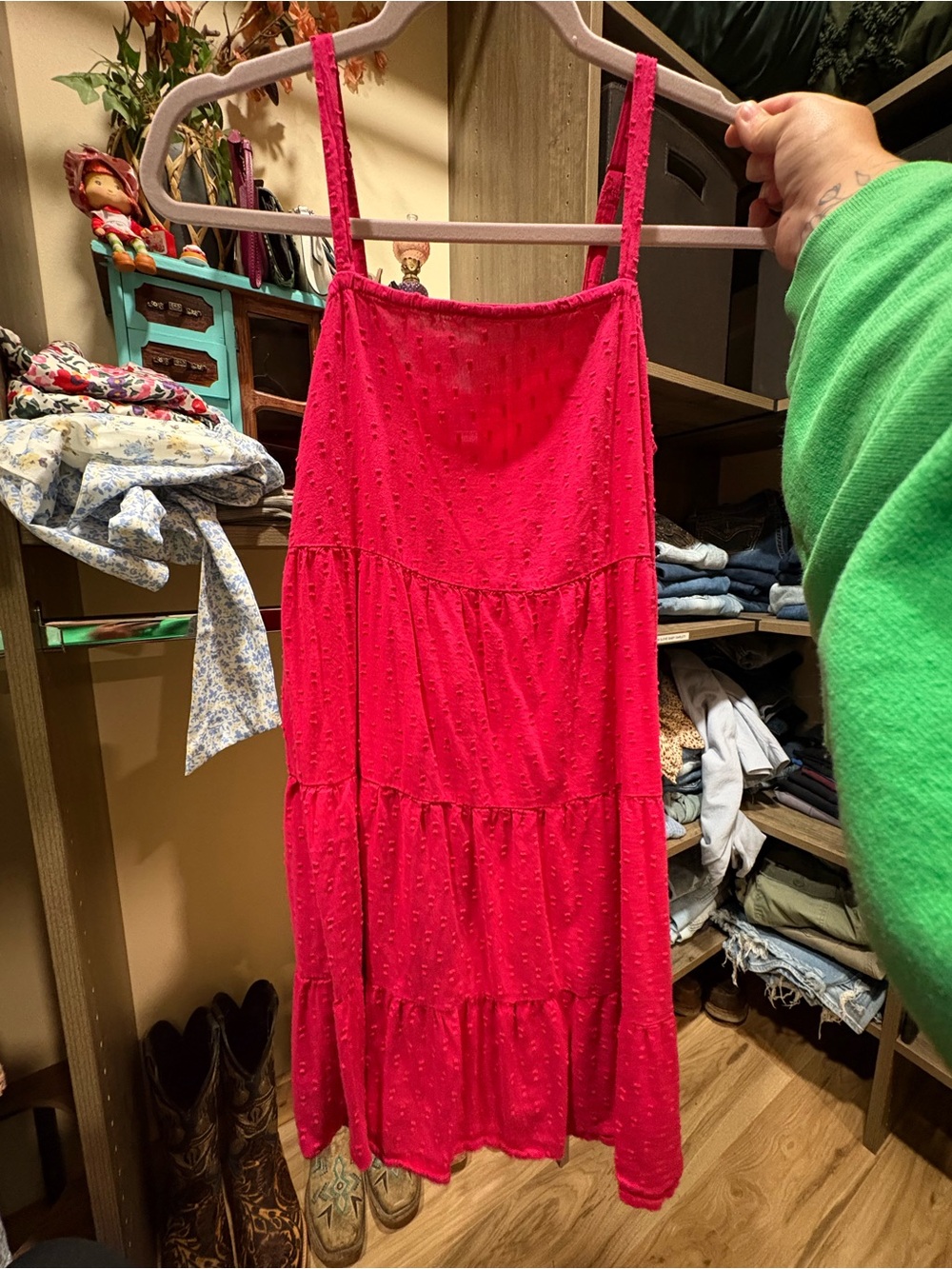 Old Navy Hot Pink Tiered Midi Sundress